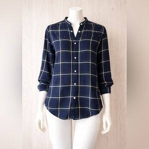 INC Plaid Star Stud Snap Button Shirt Small Unisex Oversized New With Tag